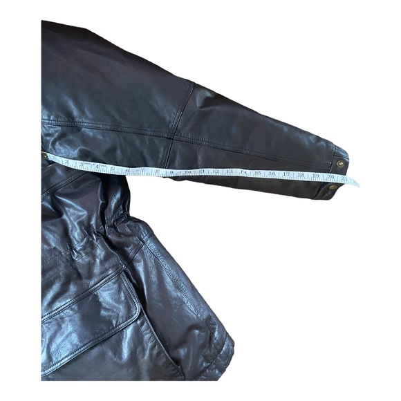 Vintage EDDIE BAUER Mens XL Brown Leather and Down winter zip jacket - Picture 8 of 16